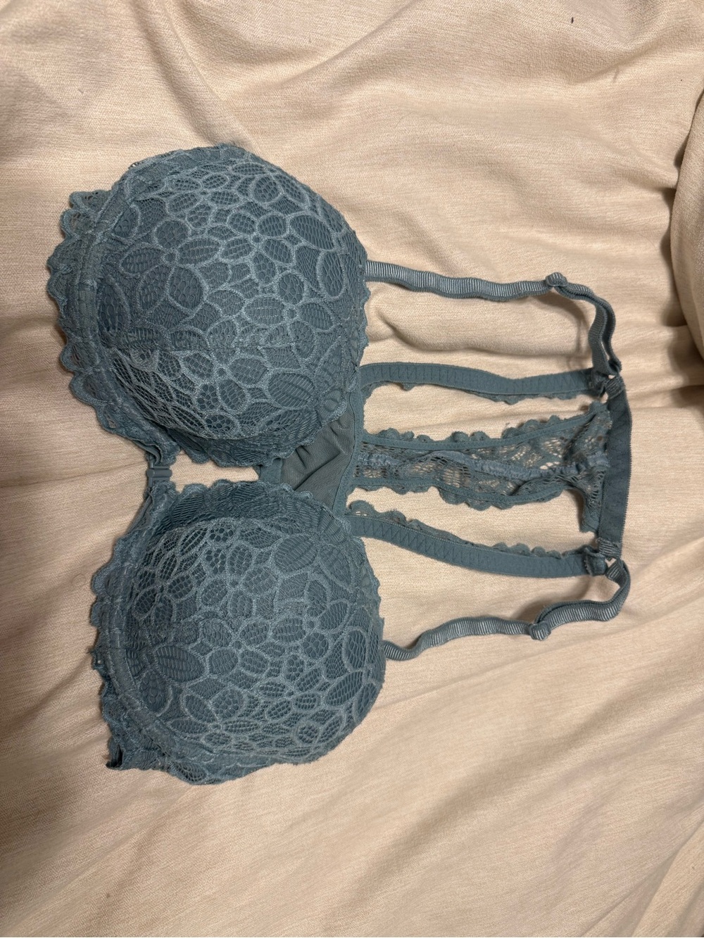 PINK Victoria's Secret Lace Strappy Push-Up Bra in Slate Blue
